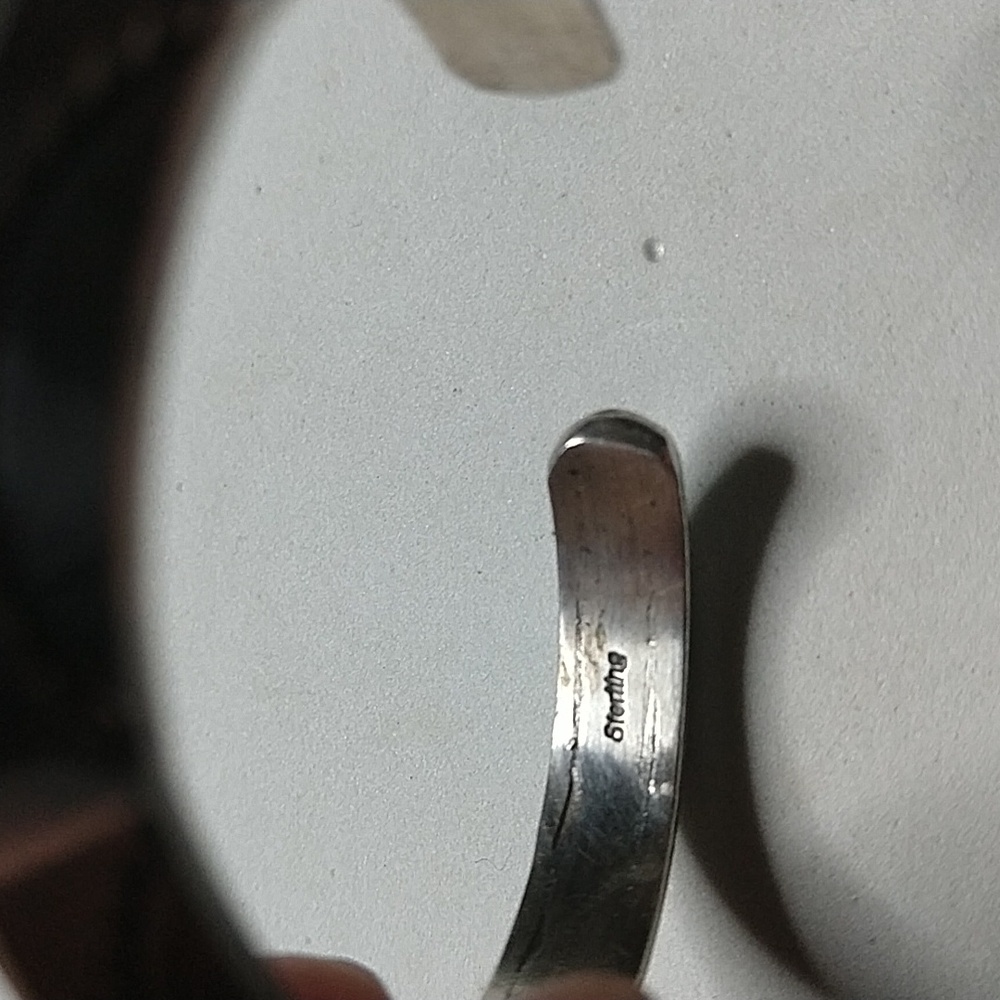 Solid Sterling Silver 925 Cuff Bracelet Native Am… - image 6